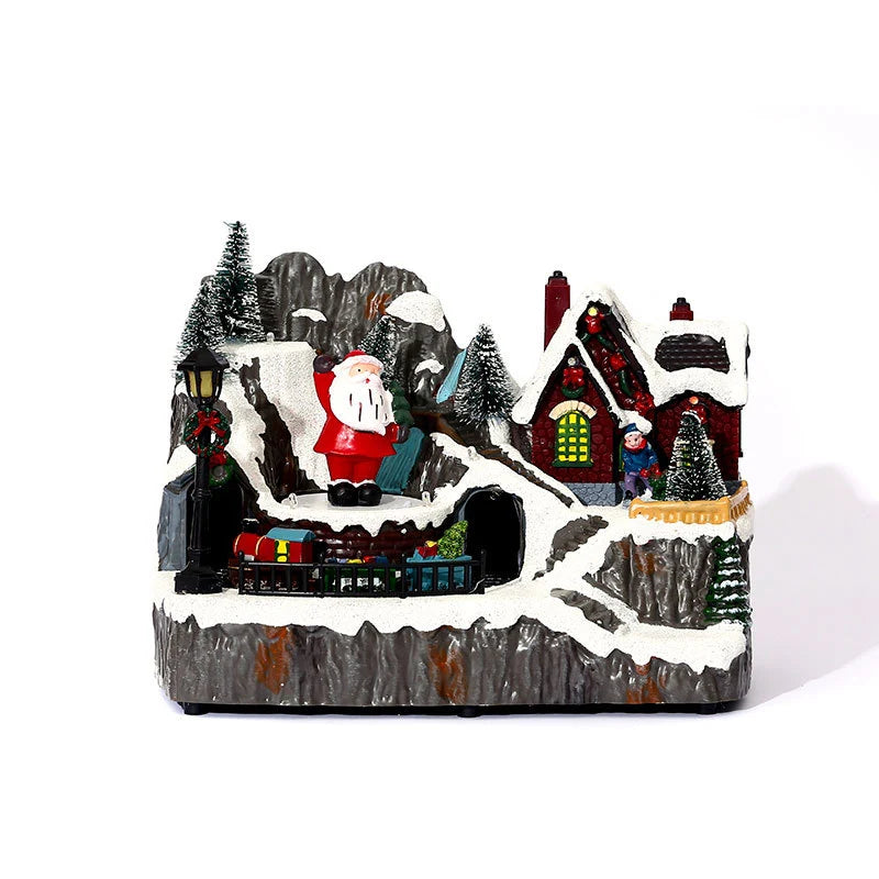 Christmas Village Diorama Embedded LED Lights Tabletop Centerpiece