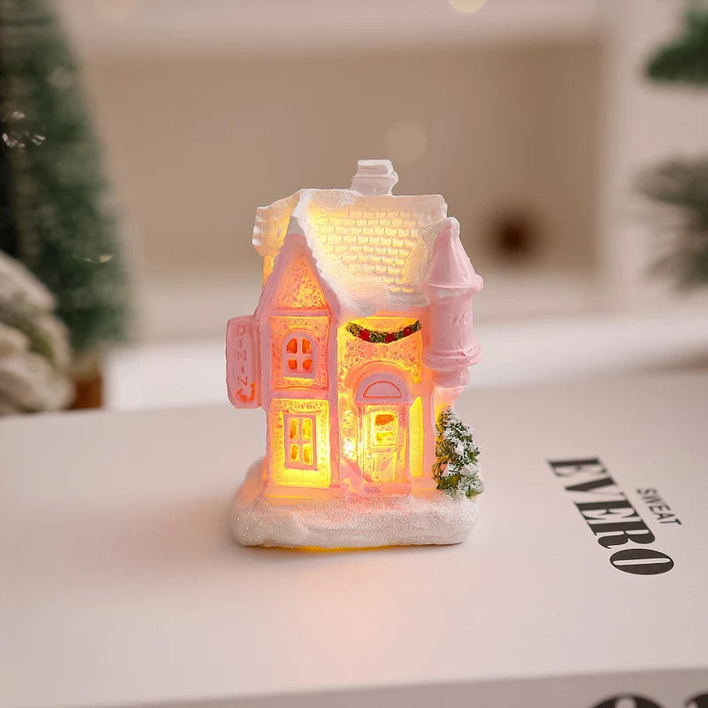 Christmas Village House LED-Lit Frosted Ceramic Tabletop