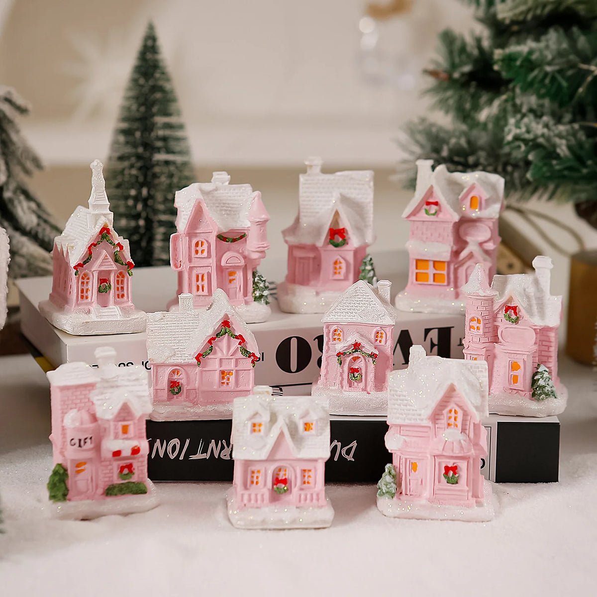 Christmas Village House LED-Lit Frosted Ceramic Tabletop