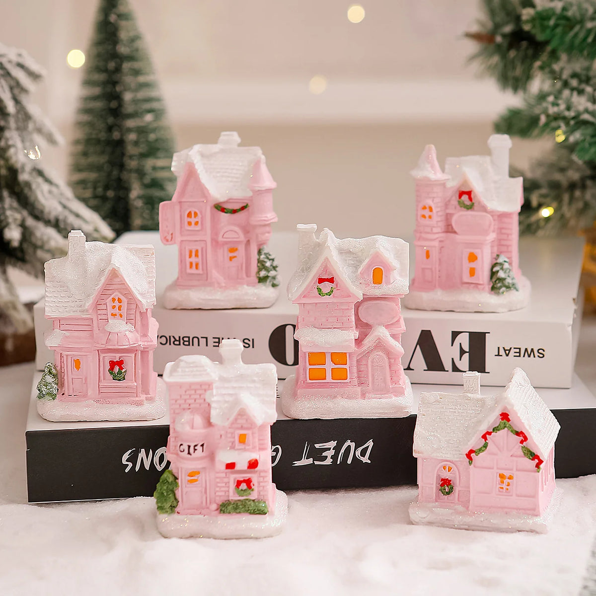 Christmas Village House LED-Lit Frosted Ceramic Tabletop
