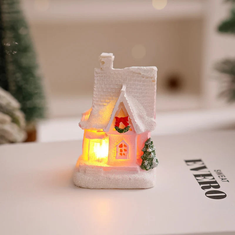 Christmas Village House LED-Lit Frosted Ceramic Tabletop