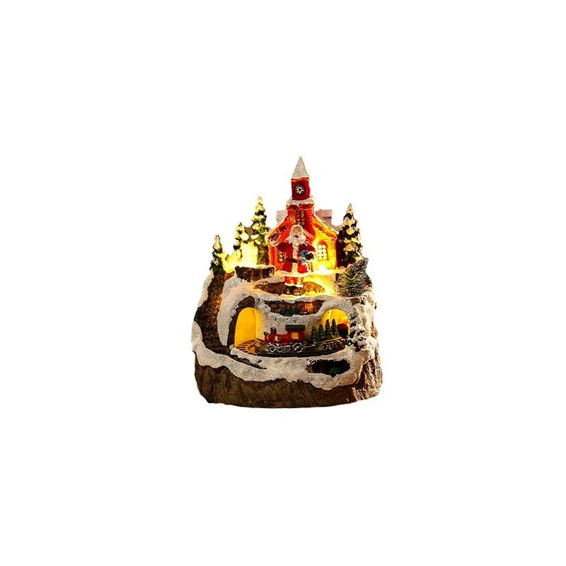 Christmas Village Scene Illuminated Handcrafted Cordless