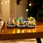 Christmas Village Scene Illuminated Snowman & Handcrafted Details