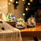 Christmas Village Scene Illuminated Snowman & Handcrafted Details
