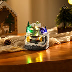 Christmas Village Scene Illuminated Snowman & Handcrafted Details