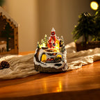 Christmas Village Scene Illuminated Snowman & Handcrafted Details