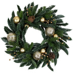 Christmas Wreath 22 Inch Gold Ornaments & Pine Cones
