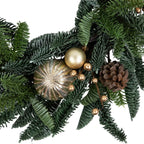 Christmas Wreath 22 Inch Gold Ornaments & Pine Cones