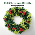 Christmas Wreath Felt Holly Leaves & Red Berries 45cm