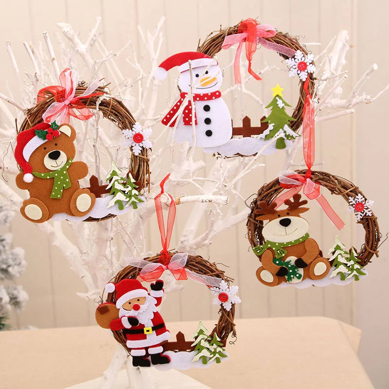 Christmas Wreath Felt Snowman Natural Twig Indoor Outdoor