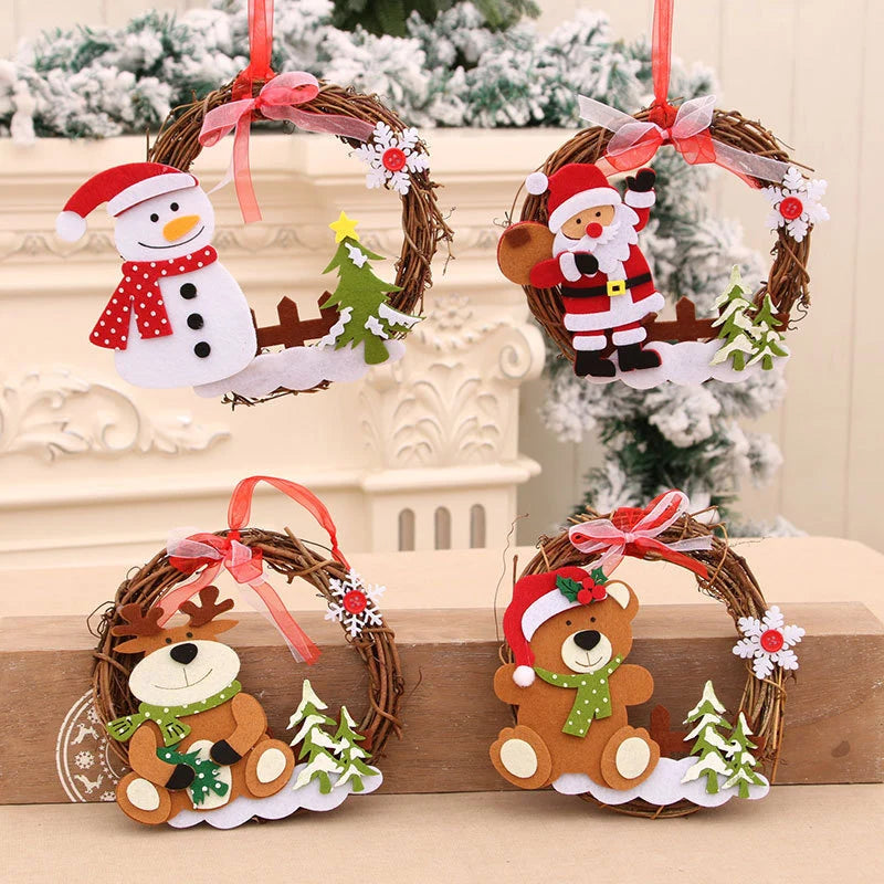 Christmas Wreath Felt Snowman Natural Twig Indoor Outdoor