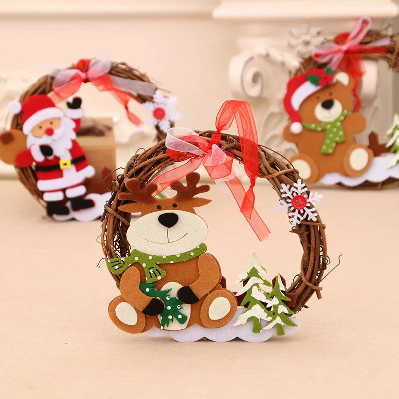 Christmas Wreath Felt Snowman Natural Twig Indoor Outdoor