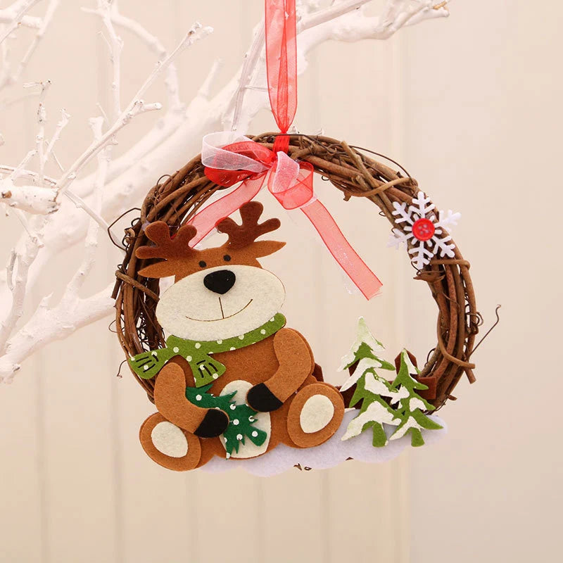 Christmas Wreath Felt Snowman Natural Twig Indoor Outdoor