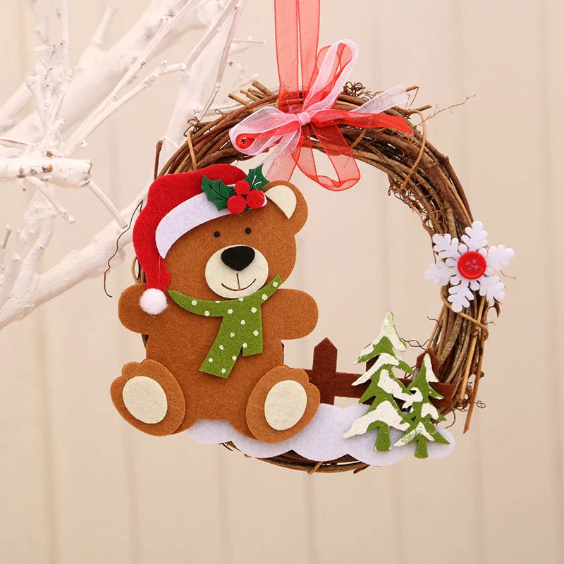 Christmas Wreath Felt Snowman Natural Twig Indoor Outdoor