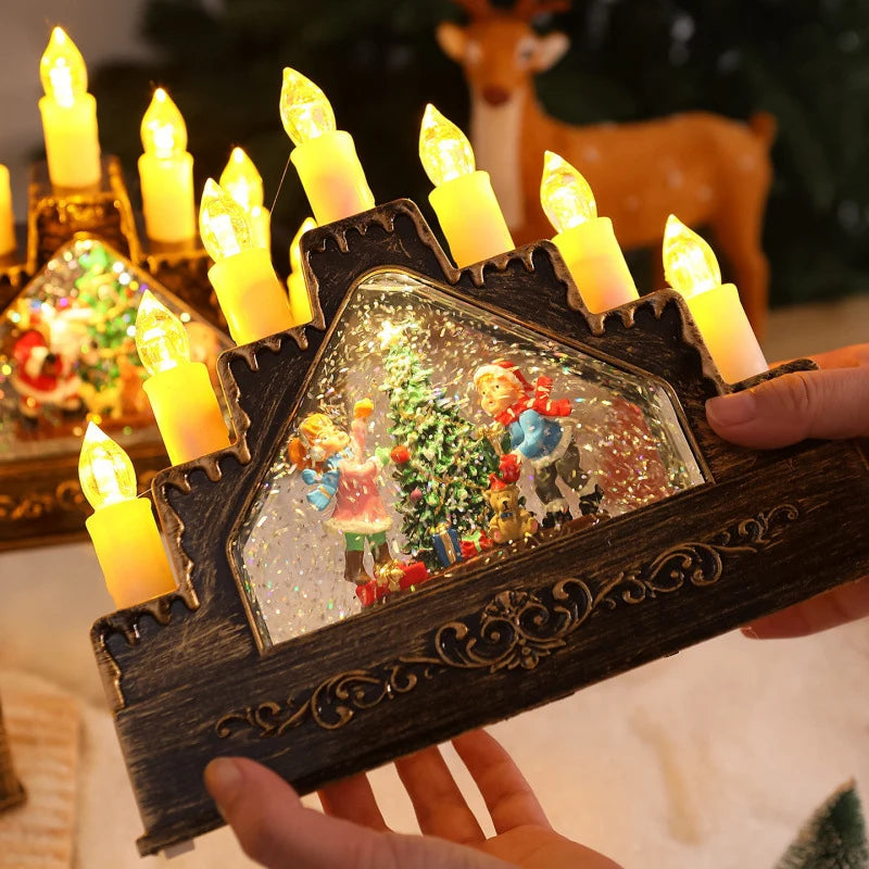 Christmas Wreath LED Lighted Glitter Figurine Accents