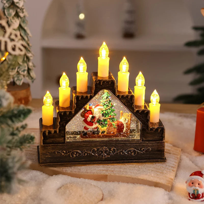 Christmas Wreath LED Lighted Glitter Figurine Accents