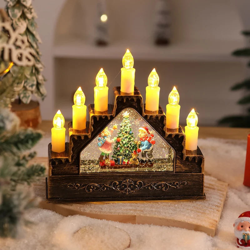 Christmas Wreath LED Lighted Glitter Figurine Accents