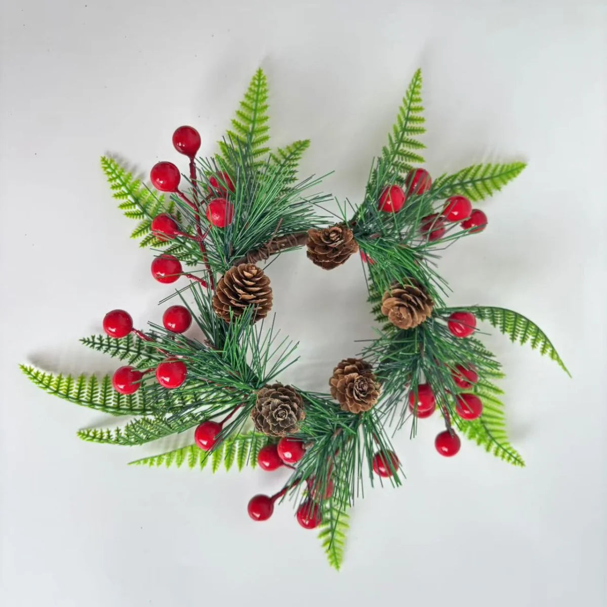Christmas Wreath Pine Cones & Red Berries Weather Resistant