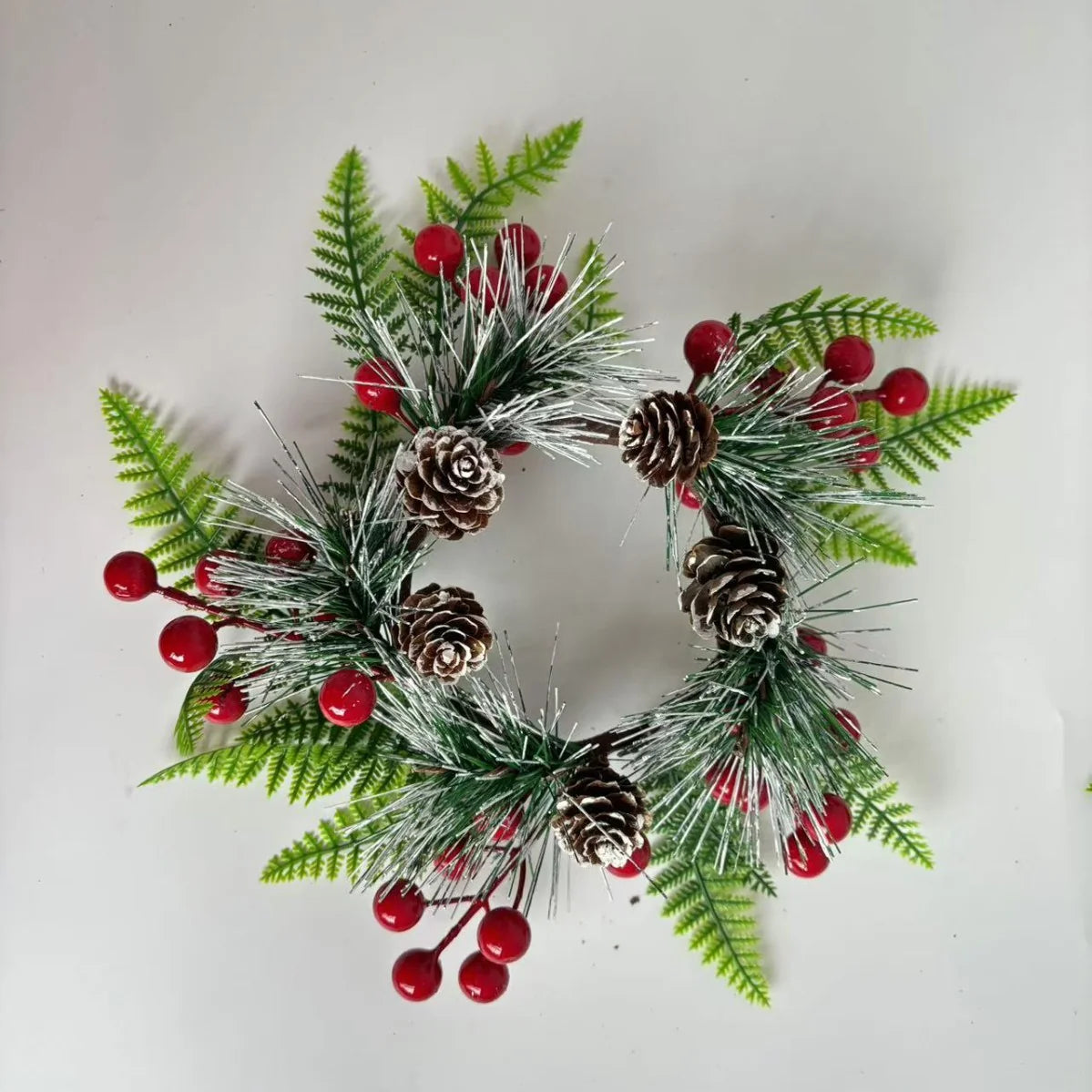 Christmas Wreath Pine Cones & Red Berries Weather Resistant