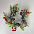 Christmas Wreath Pine Cones & Red Berries Weather-Resistant
