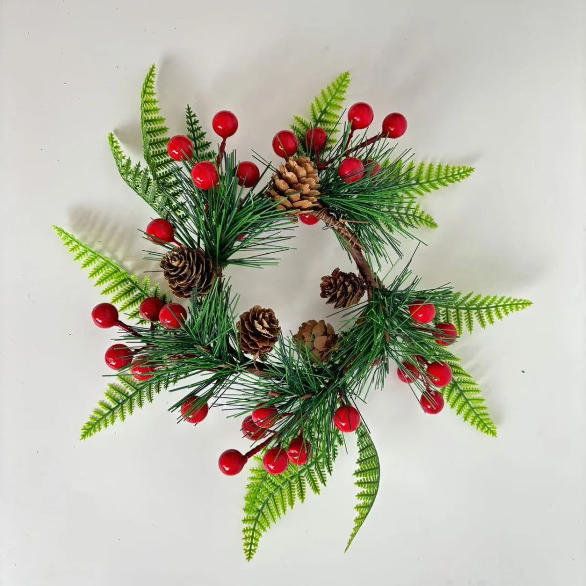 Christmas Wreath Pine Cones & Red Berries Weather-Resistant
