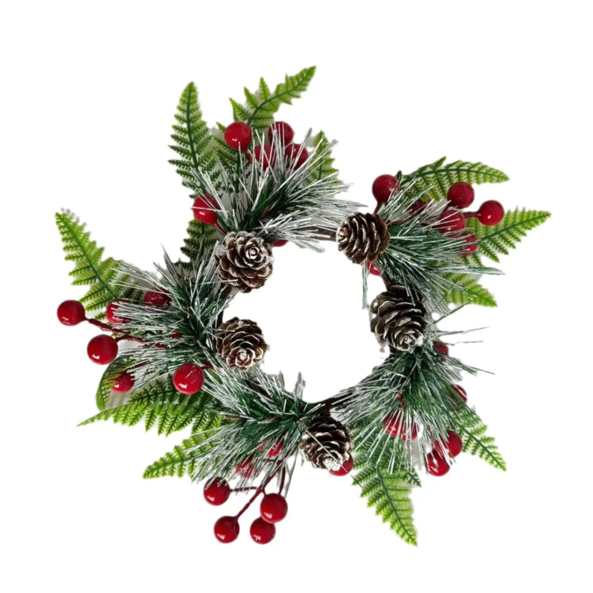 Christmas Wreath Pine Cones & Red Berries Weather-Resistant