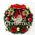Christmas Wreath Red Bow & Gold Ornaments Ready To Hang