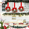 Christmas Wreath Red Bows & Pinecones Polyester Greenery