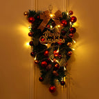Christmas Wreath Red & Gold Baubles Merry Christmas Sign