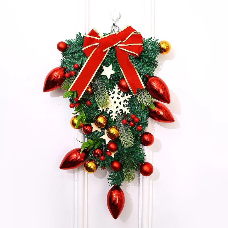 Christmas Wreath Red & Gold Baubles Merry Christmas Sign