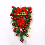 Christmas Wreath Red & Gold Baubles Merry Christmas Sign