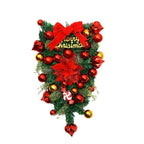 Christmas Wreath Red & Gold Baubles Merry Christmas Sign