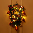 Christmas Wreath Red & Gold Baubles Merry Christmas Sign
