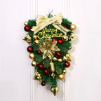 Christmas Wreath Red & Gold Baubles Merry Christmas Sign