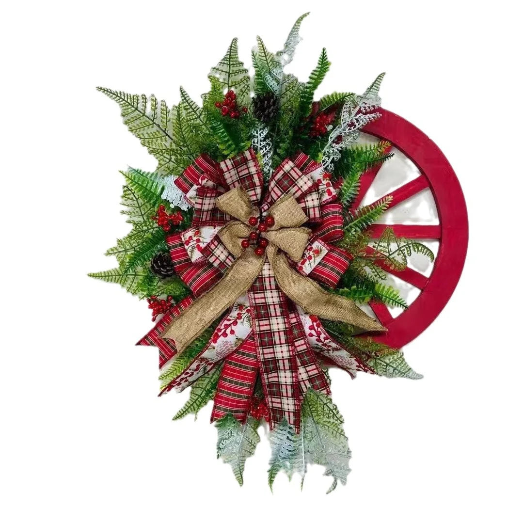 Christmas Wreath Rustic Farmhouse Faux Evergreens & Florals 24 Inch