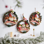 Christmas Wreath Snowman Accents Warm LED Lights Indoor & Outdoor