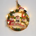 Christmas Wreath Snowman Accents Warm LED Lights Indoor & Outdoor