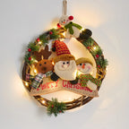 Christmas Wreath Snowman Accents Warm LED Lights Indoor & Outdoor