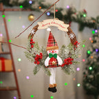 Christmas Wreath Snowman Motif Red Berries Indoor & Outdoor