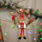 Christmas Wreath Snowman Motif Red Berries Indoor & Outdoor