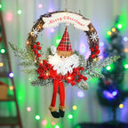 Christmas Wreath Snowman Motif Red Berries Indoor & Outdoor
