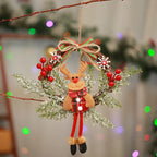 Christmas Wreath Snowman Motif Red Berries Indoor & Outdoor