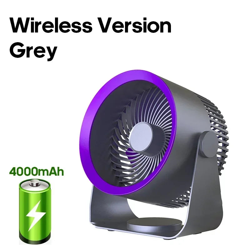 Circulation Fan Rechargeable 4000mAh No-Drill Adhesive Mount