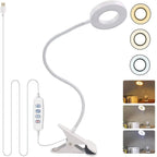Clamp Desk Lamp 360° Gooseneck Flicker-Free & USB Powered