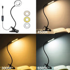 Clamp Desk Lamp 360° Gooseneck Flicker-Free & USB Powered
