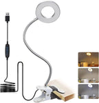Clamp Desk Lamp 360° Gooseneck Flicker-Free & USB Powered