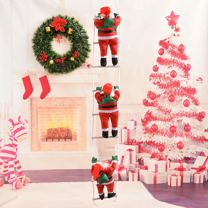 Climbing Santa Figure Weather-Resistant Indoor & Outdoor 12 Inch