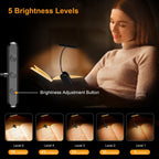Clip-On Book Light Wide Beam Adjustable Brightness Rechargeable