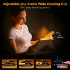 Clip-On Book Light Wide Beam Adjustable Brightness Rechargeable
