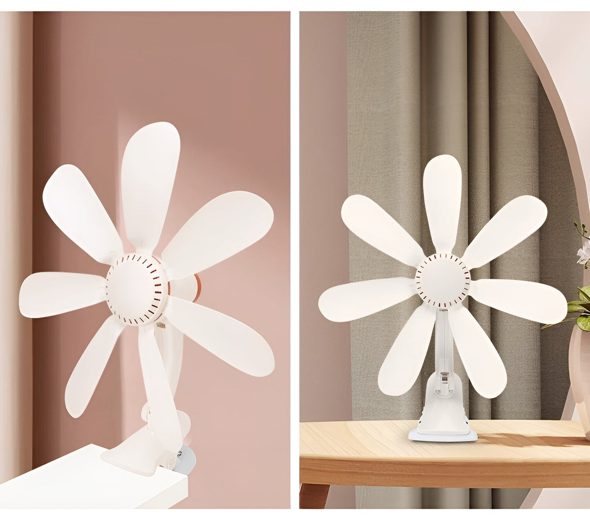 Clip-On Desk Fan Whisper-Quiet Adjustable Airflow & Flexible Neck